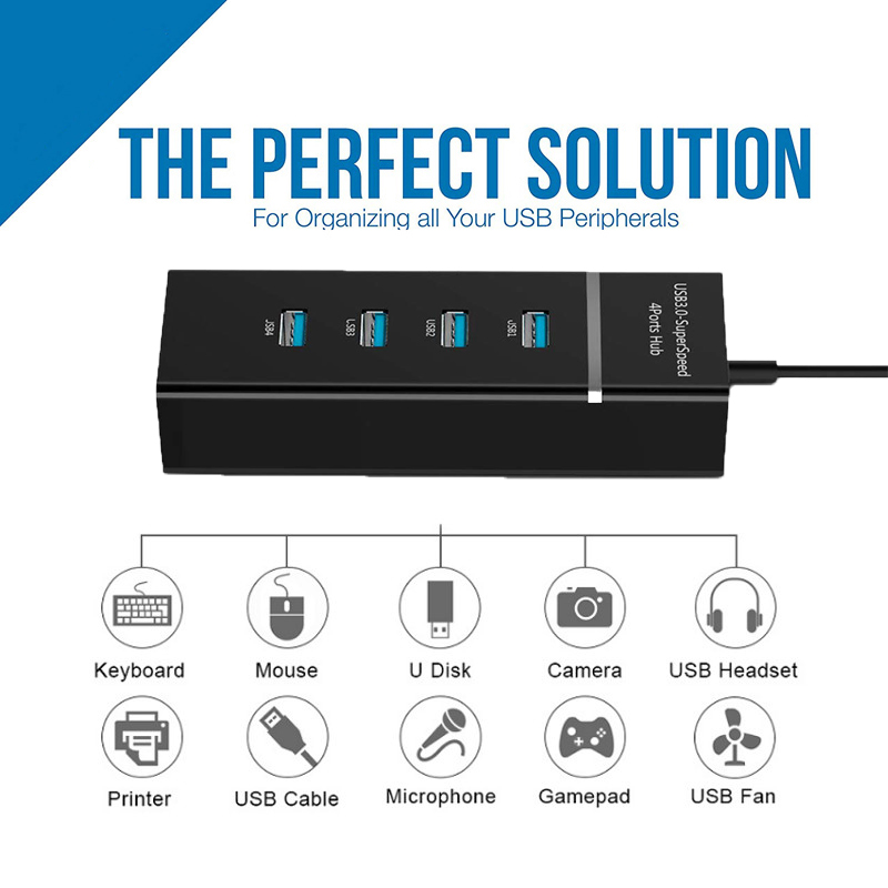 4 ports usb 3.0 hub splitter adapter