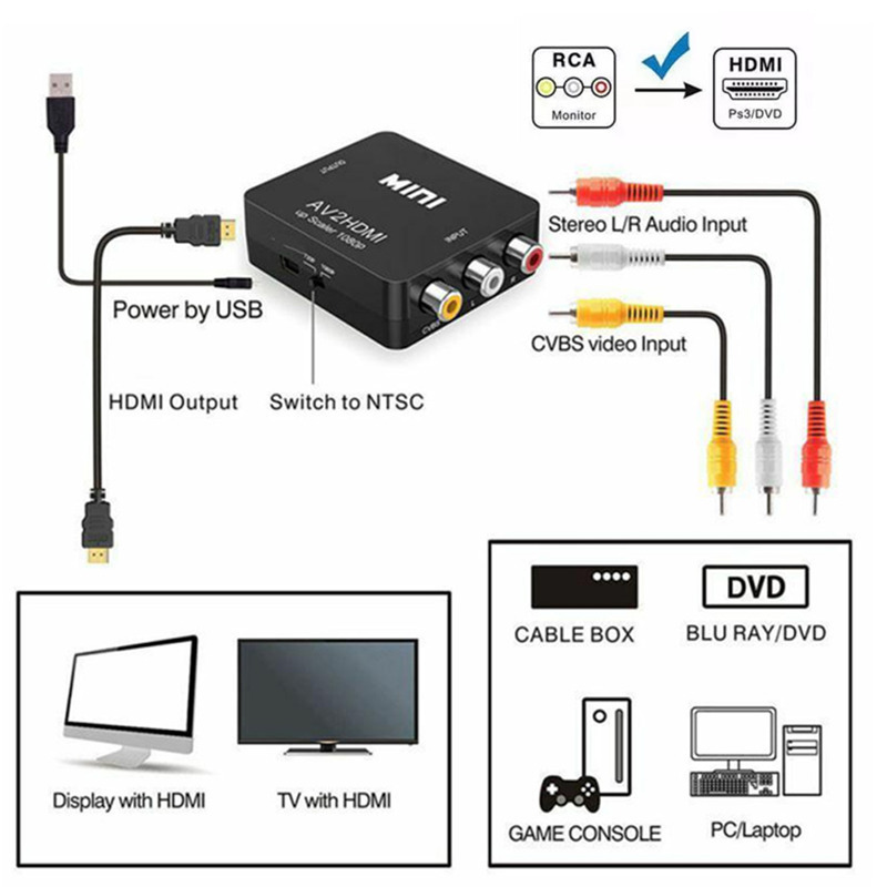 hd 1080p rca av to hdmi converter adapter