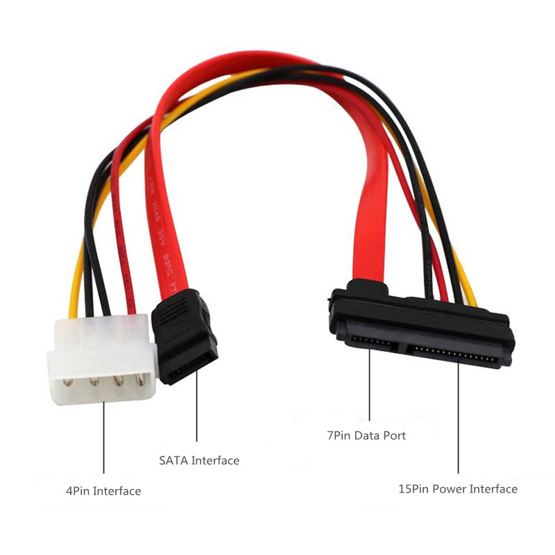 4pin ide sata 7+15pin hard driver data power cable