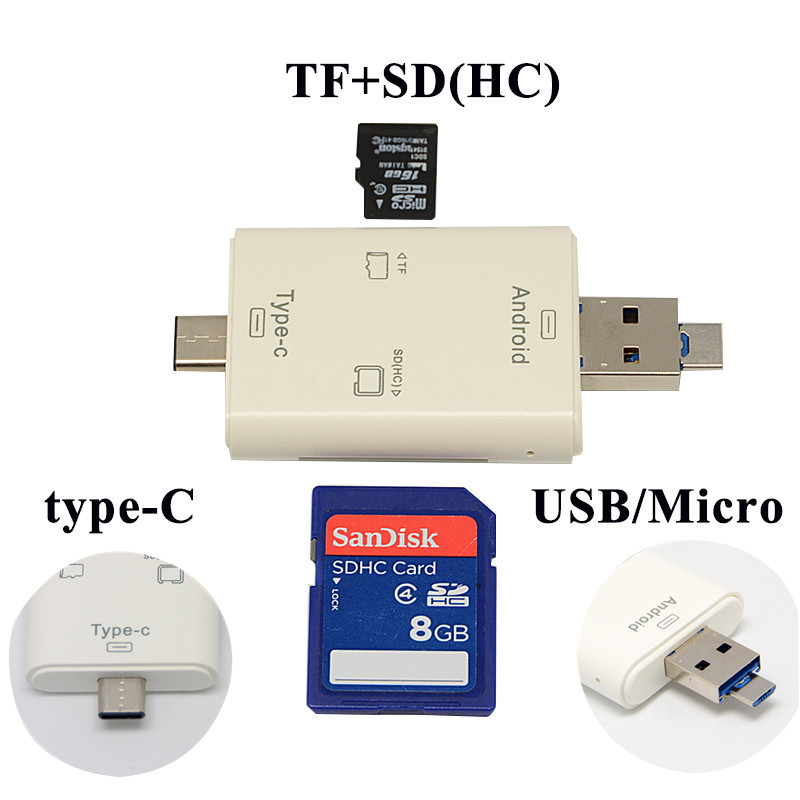 3 in 1 sd micro usb 3.1 type c card reader