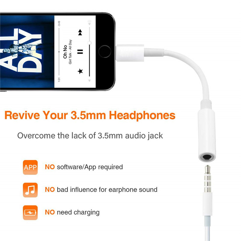 lighting to 3.5mm jack audio headphone converter adapter for iphone