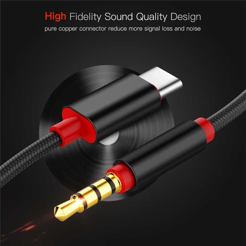 usb type c male to 3.5mm jack car aux audio cable