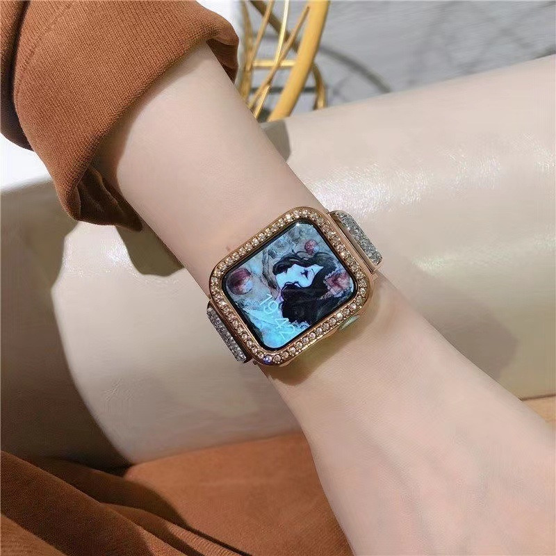 luxury stainless steel strap bling bracelet for iwatch