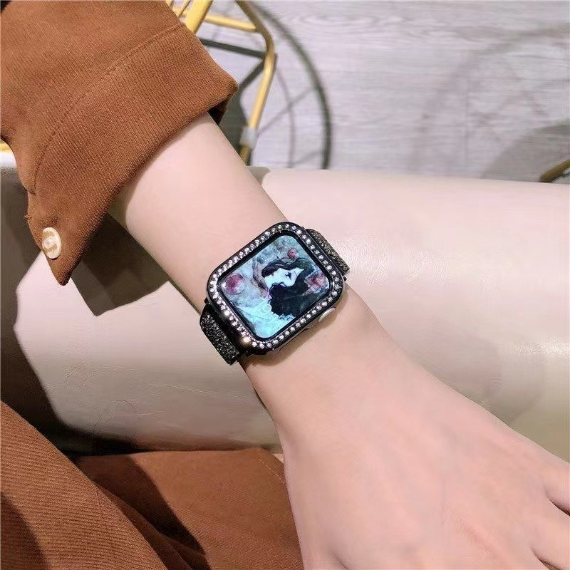 luxury stainless steel strap bling bracelet for iwatch