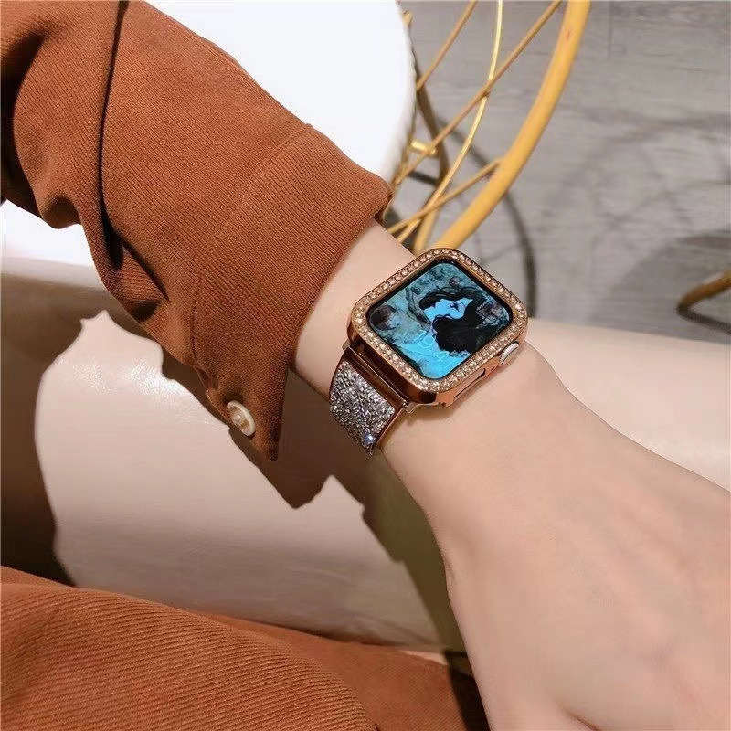 luxury stainless steel strap bling bracelet for iwatch