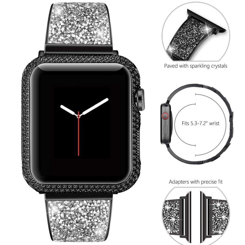 luxury stainless steel strap bling bracelet for iwatch