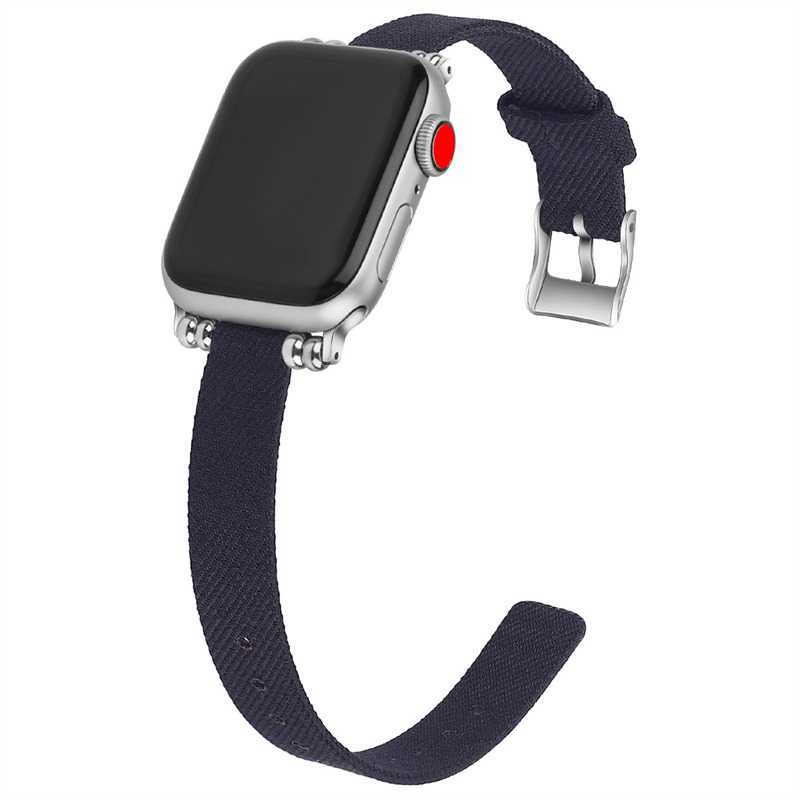 canvas wrist band metal head strap for iwatch apple watch
