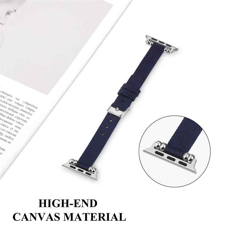 canvas wrist band metal head strap for iwatch apple watch