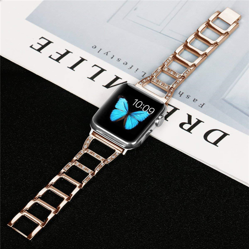 bling bracelet stainless steel strap metal band for iWatch apple watch