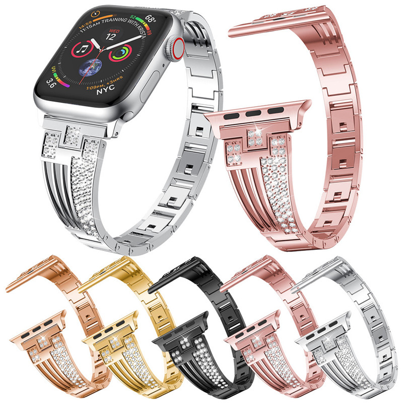 crystal diamond bling bracelet stainless steel strap for iwatch apple watch
