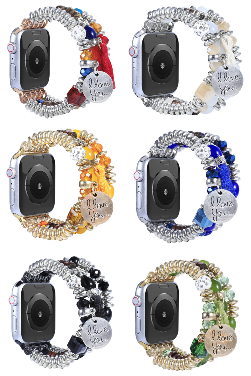 bead pendant bracelet metal strap for iWatch apple watch