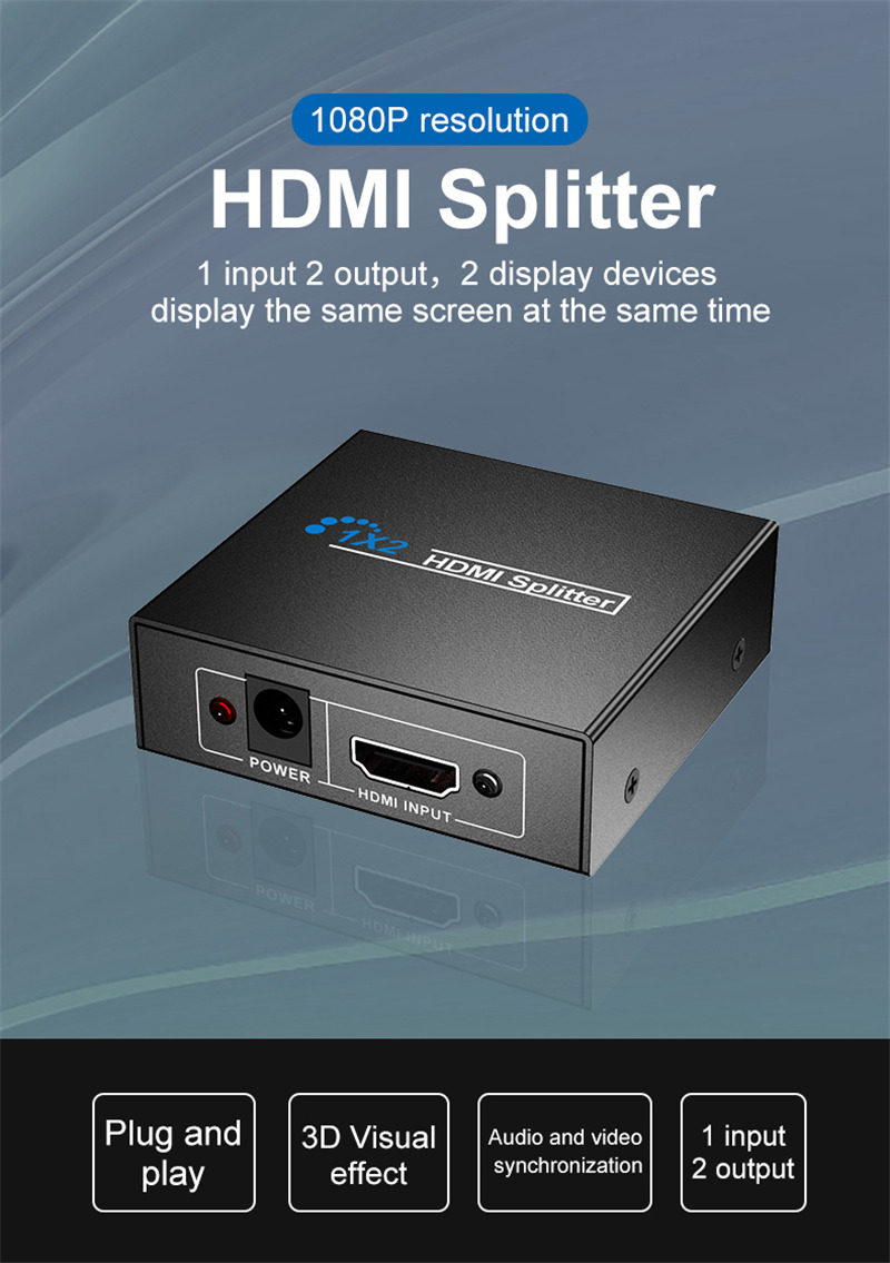 1 In 2 out fhd 1080p video HDMI splitter switchers