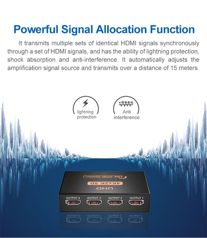 1 in 4 out 4K hdmi splitter hub adapter