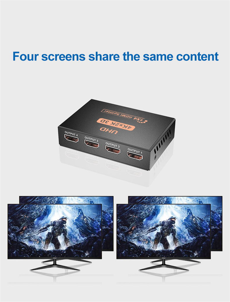 1 in 4 out 4K hdmi splitter hub adapter