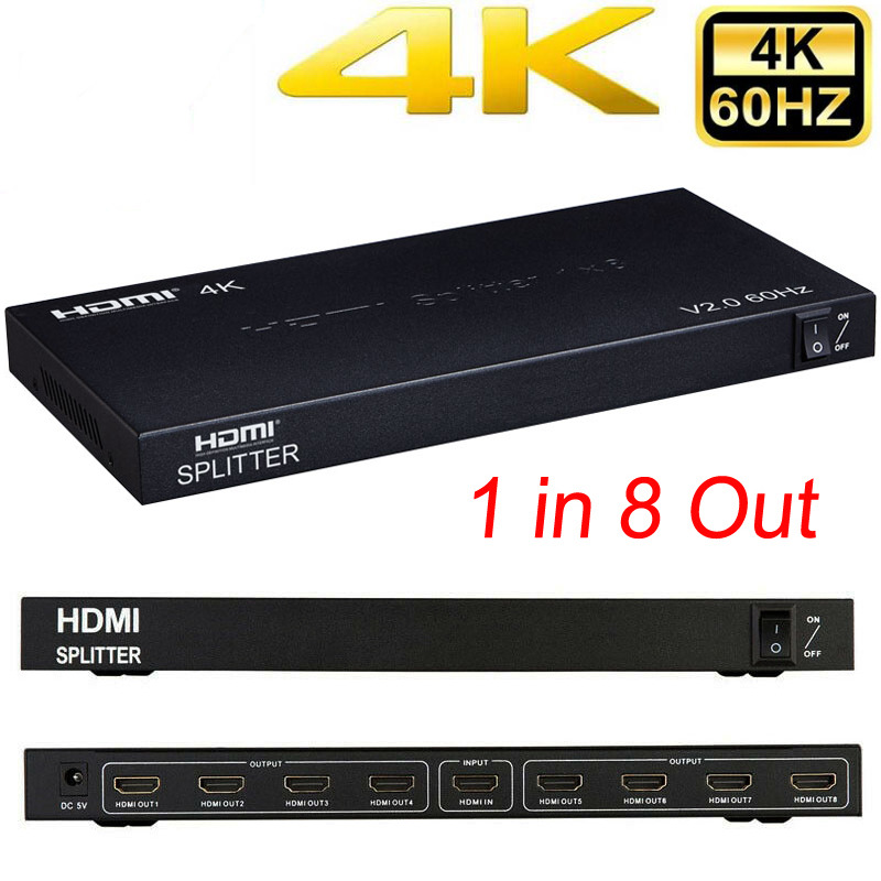 4K 1in 8 out hdmi splitter distributor hub video adapter