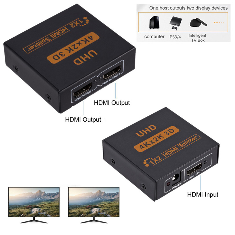 4k 3D 1 in 2 out hdmi splitter switcher