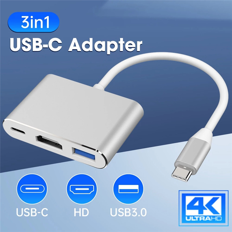 3 in 1 usb c to hdmi usb pd hub adapter video convertor