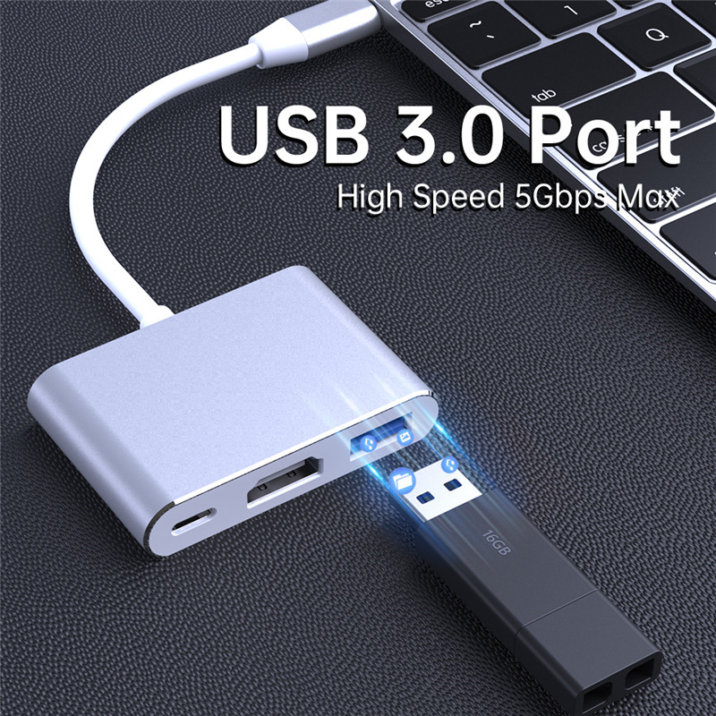 3 in 1 usb c to hdmi usb pd hub adapter video convertor