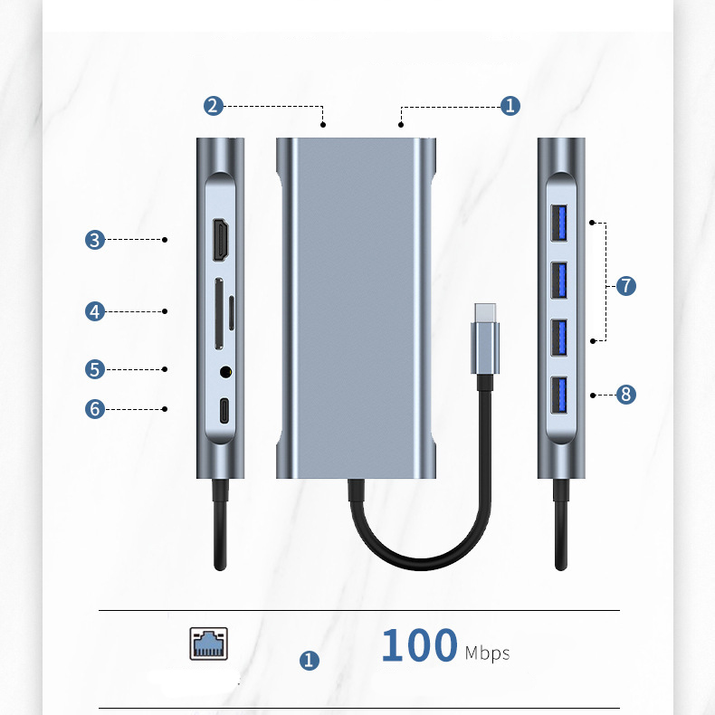 11 in 1 usb hub type c to usb pd rj45 vga hdmi adapter audio jack dock station
