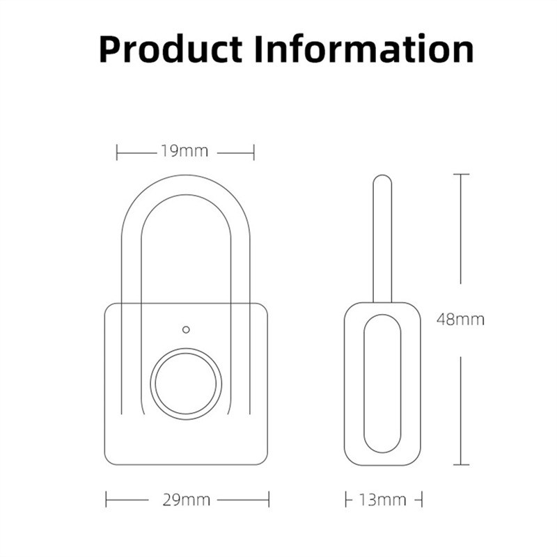 keyless USB rechargeable smart lock fingerprint padlock quick unlock