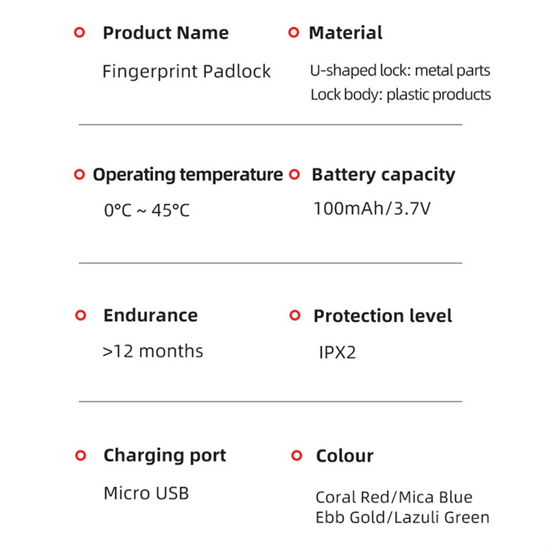 keyless USB rechargeable smart lock fingerprint padlock quick unlock