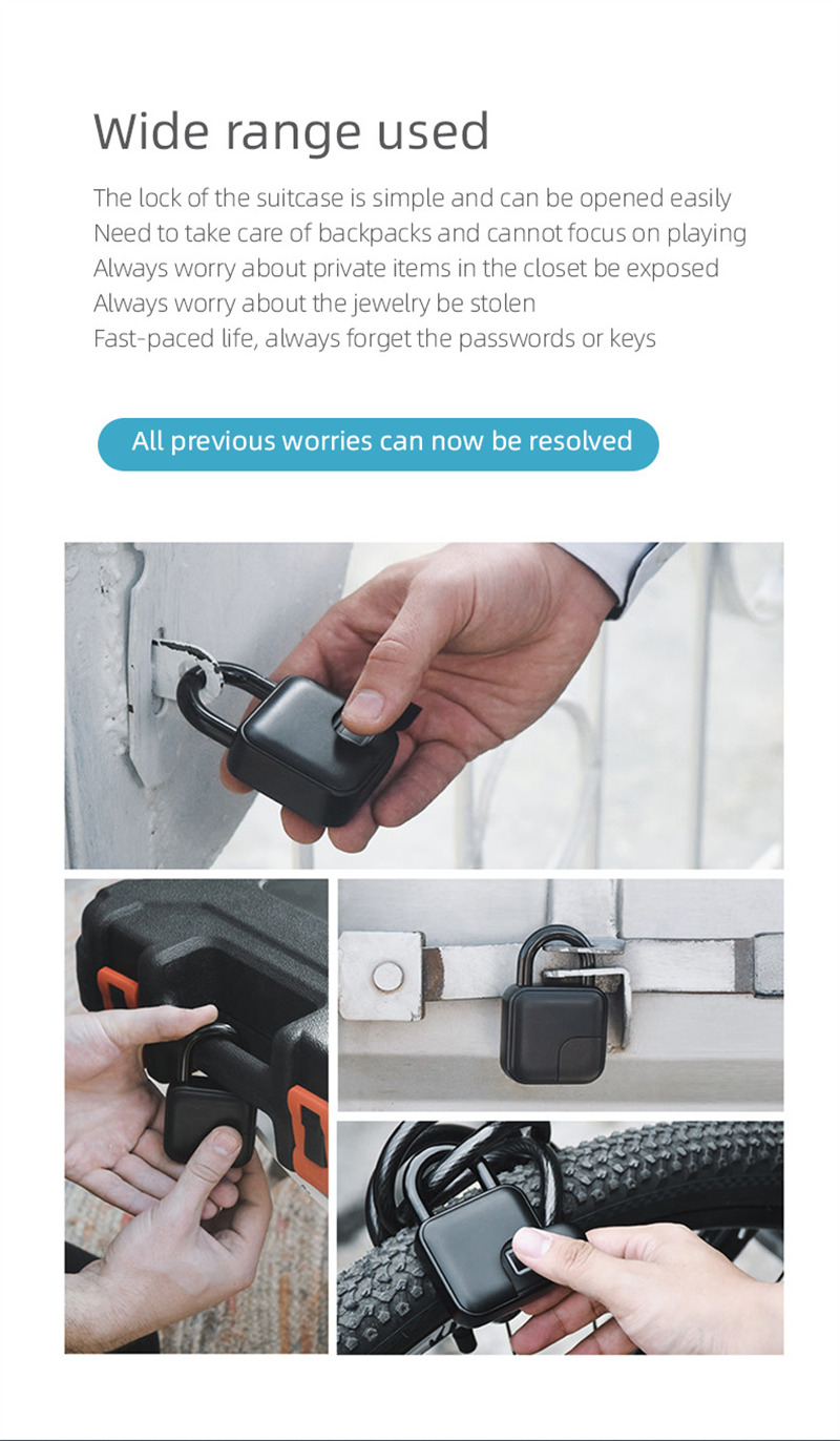 tuya app controlled fingerprint padlock bluetooth smart lock