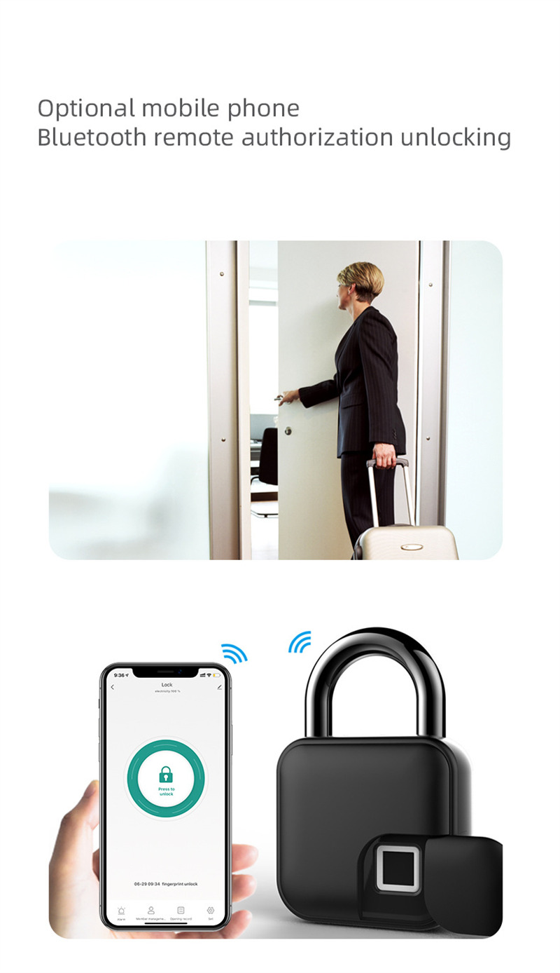 tuya app controlled fingerprint padlock bluetooth smart lock