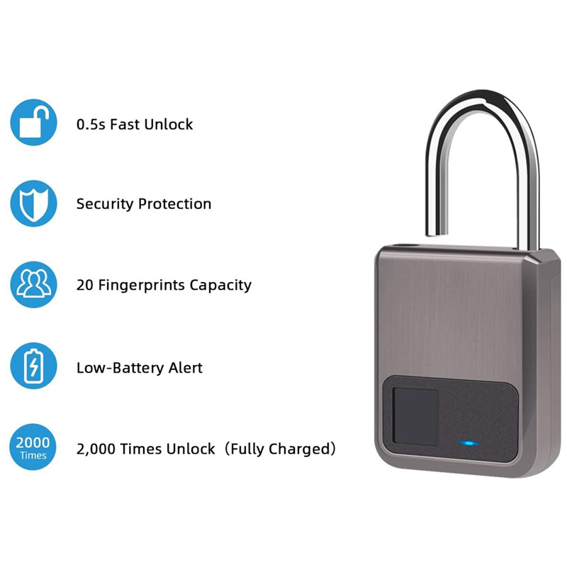 fingerprint padlock waterproof keyless security smart lock