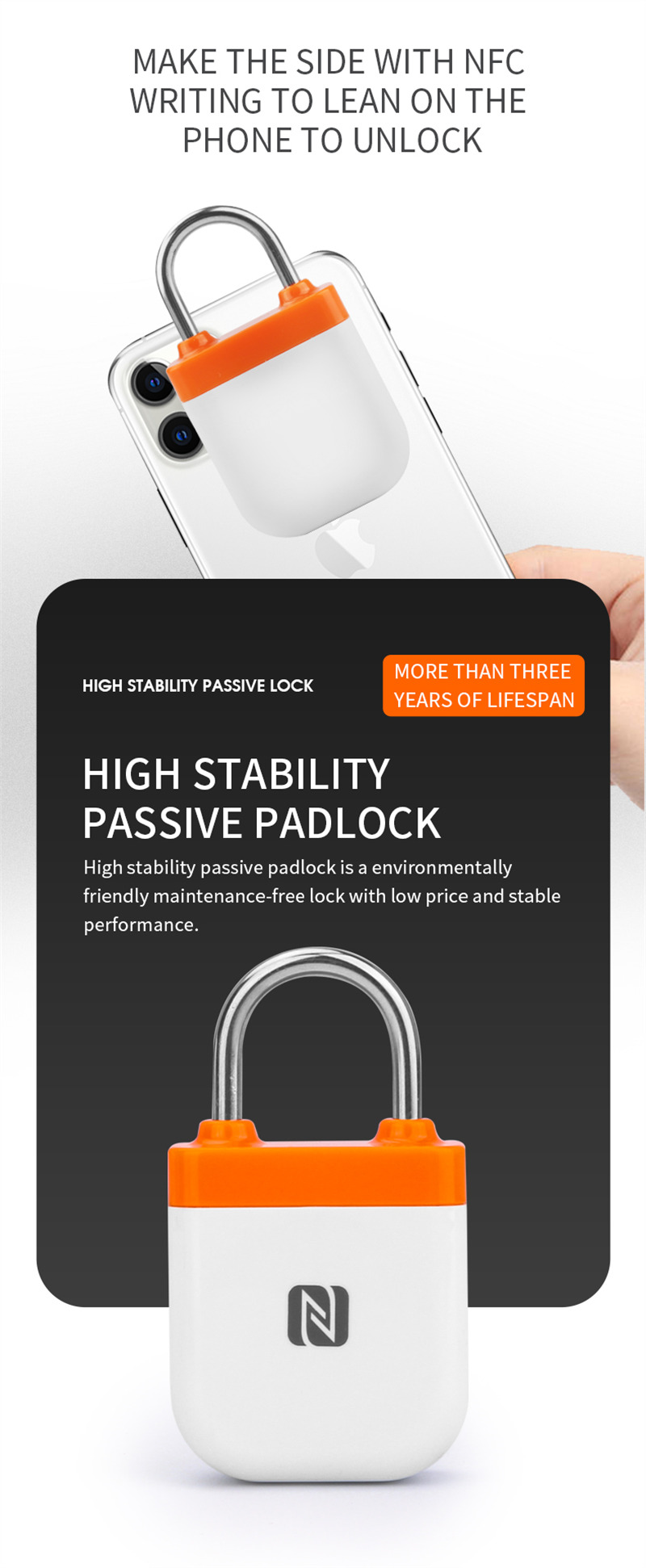 nfc app controlled padlock waterproof keyless smart lock