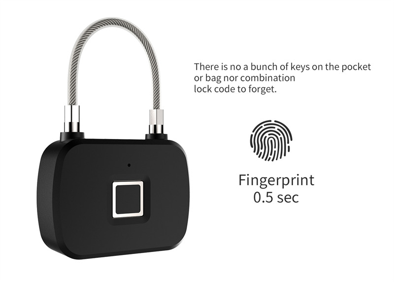 fingerprint padlock waterproof rechargeable smart lock