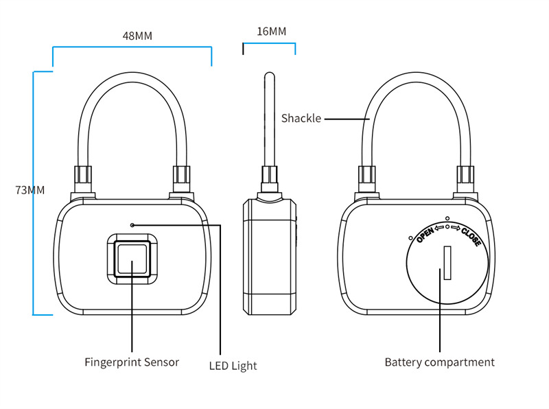 fingerprint padlock waterproof rechargeable smart lock