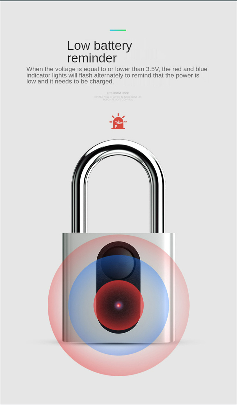 quick unlock rechargeable fingerprint padlock smart lock