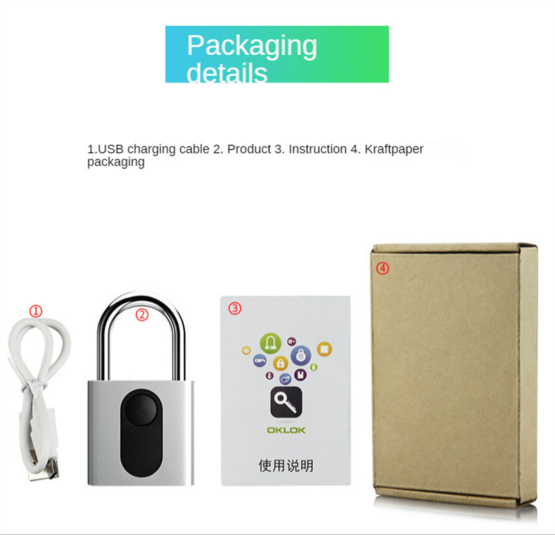 quick unlock rechargeable fingerprint padlock smart lock