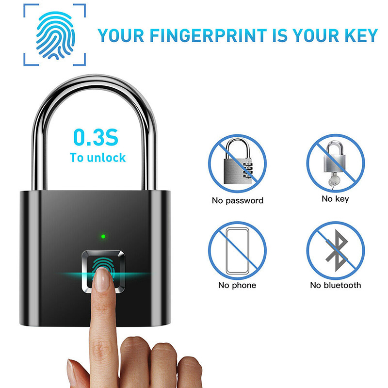 quick unlock fingerprint padlock door cabinet smart lock