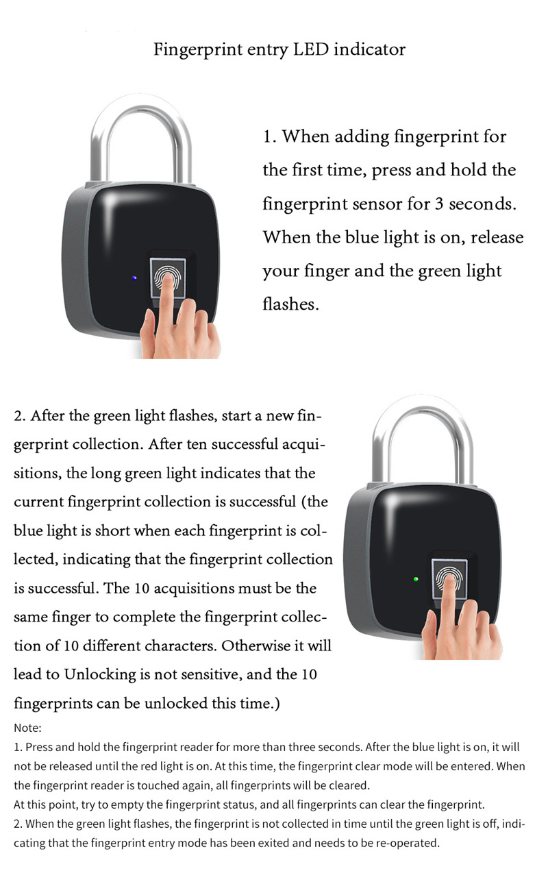 waterproof fingerprint padlock door cabinet smart lock