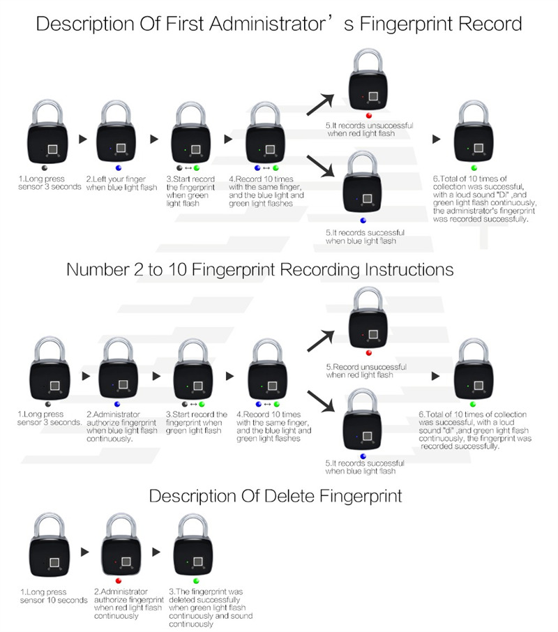 waterproof fingerprint padlock door cabinet smart lock