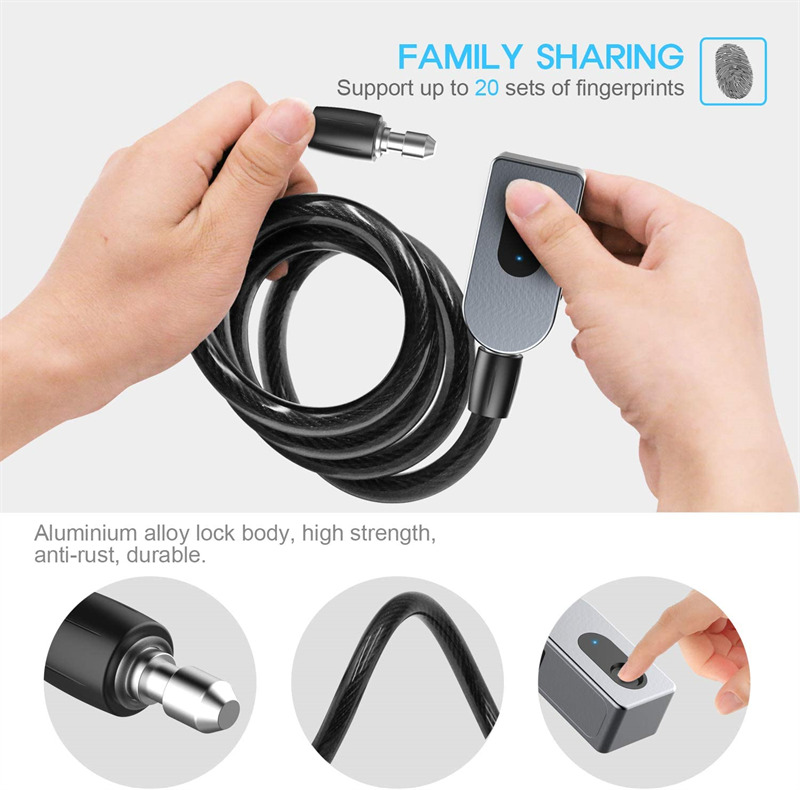 USB rechargeable smart fingerprint bicycle lock