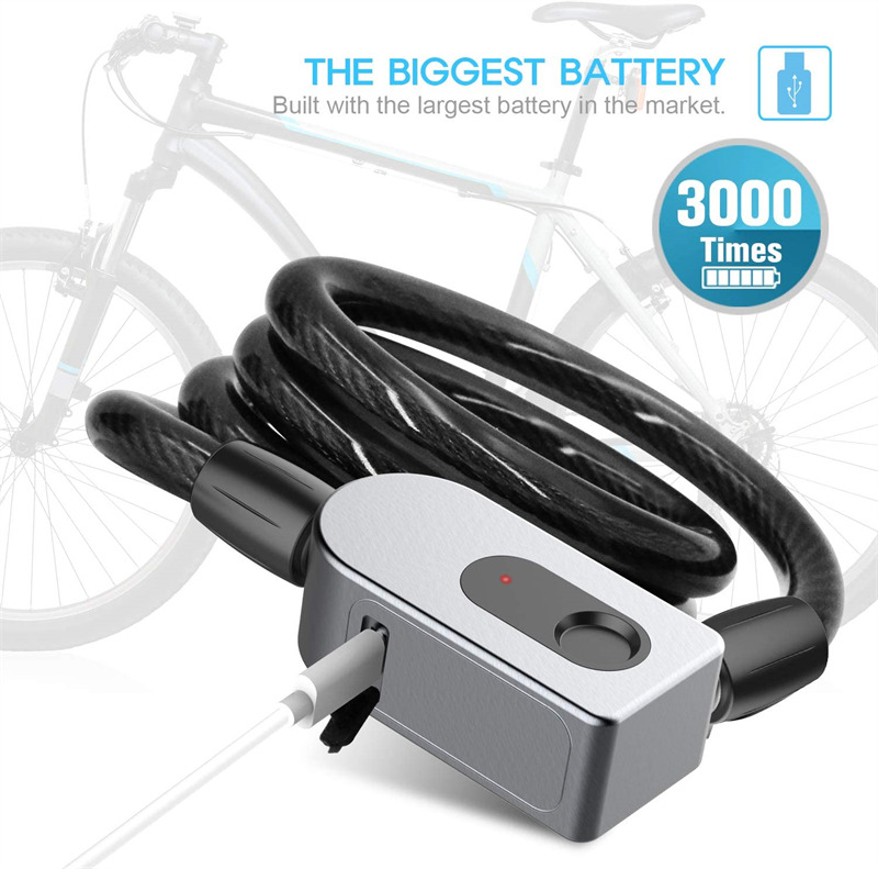 USB rechargeable smart fingerprint bicycle lock