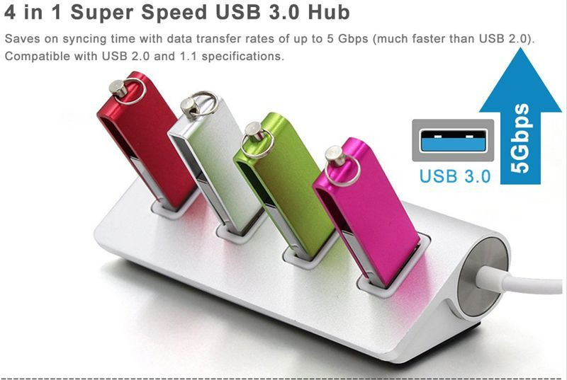 aluminum high speed 4 ports usb hub splitter