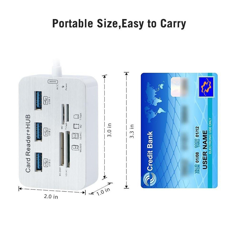 high speed 3 ports usb 3.0 hub adapter card reader