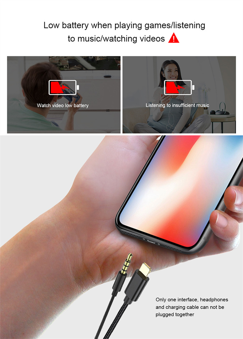 3 in 1 lighting to 3.5mm jack adapter for iphone
