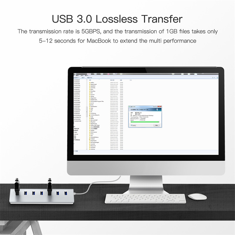 aluminum 7 port usb hub high speed power adapter