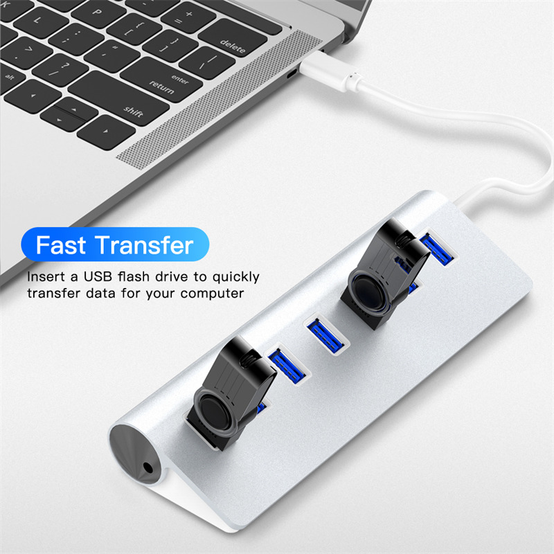 aluminum 7 port usb hub high speed power adapter