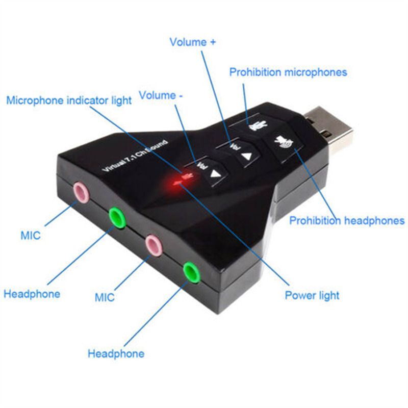 3d sound card audio adapter usb to 3.5mm jack headphone micphone