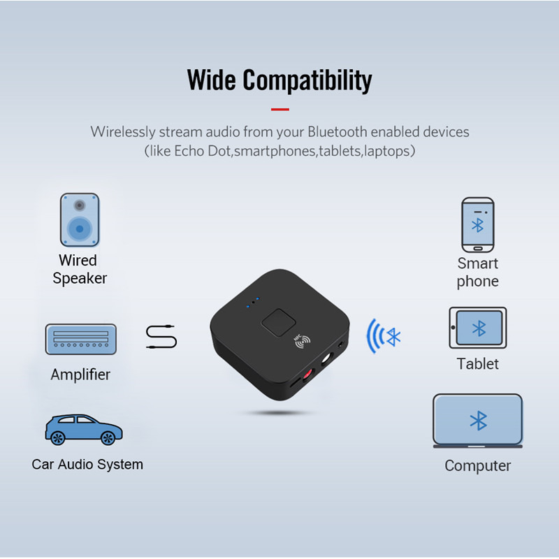 bluetooth 5.0 receiver nfc wireless aux car audio adapter