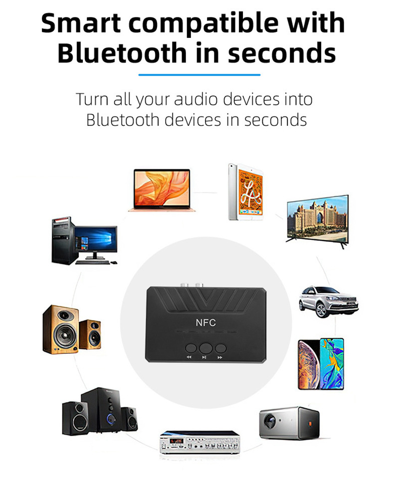 bluetooth receiver transmitter fm aux nfc a2dp audio adapter