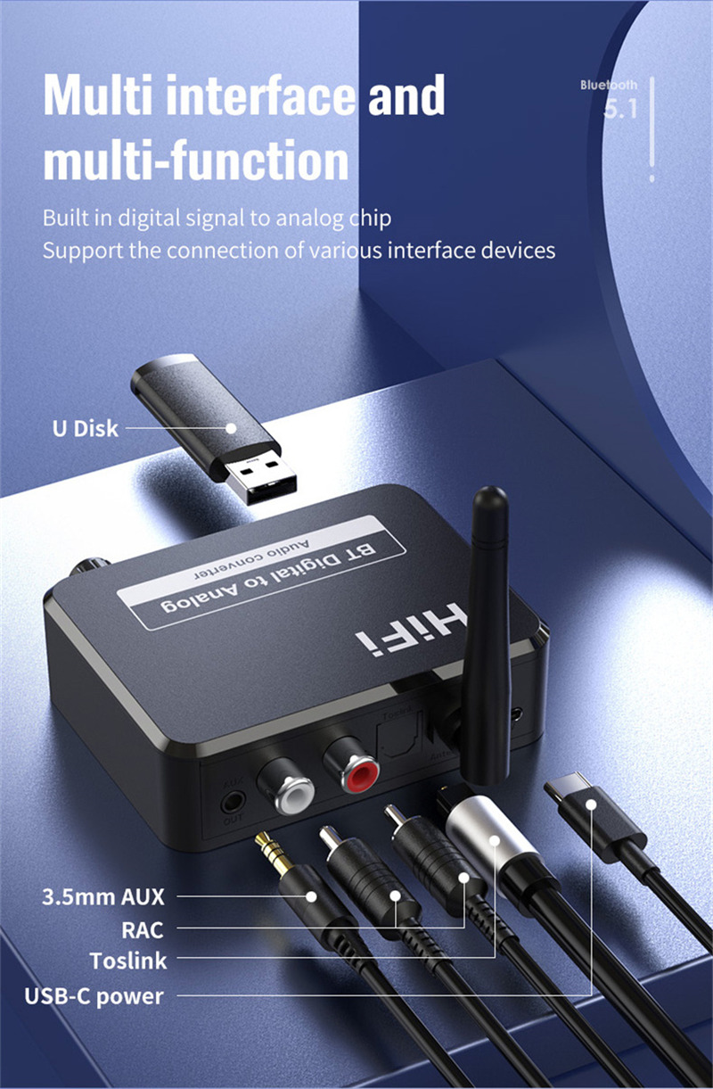 digital to analog audio dac converter bluetooth receiver