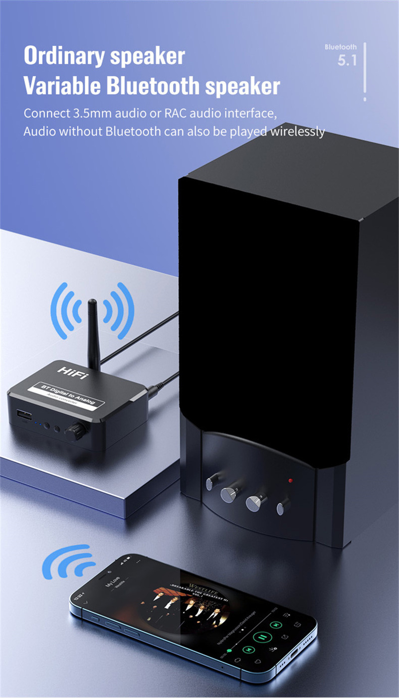 digital to analog audio dac converter bluetooth receiver