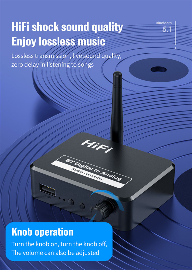 digital to analog audio dac converter bluetooth receiver