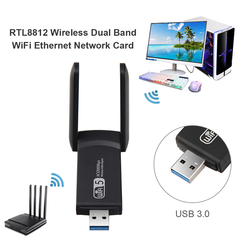 2.4G 5G 1200Mbps usb wireless network card wifi receiver